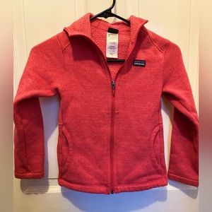 Girls’ size 8 Patagonia fleece hooded full zip sweatshirt.
